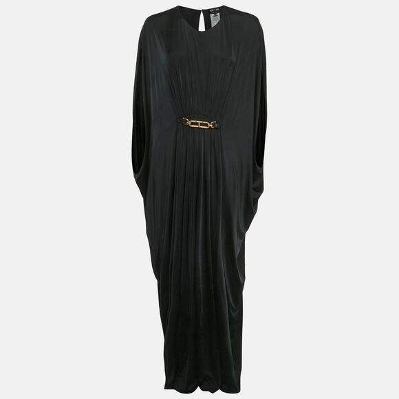 Tom Ford Black Jersey Belted Kaftan Maxi Dress S